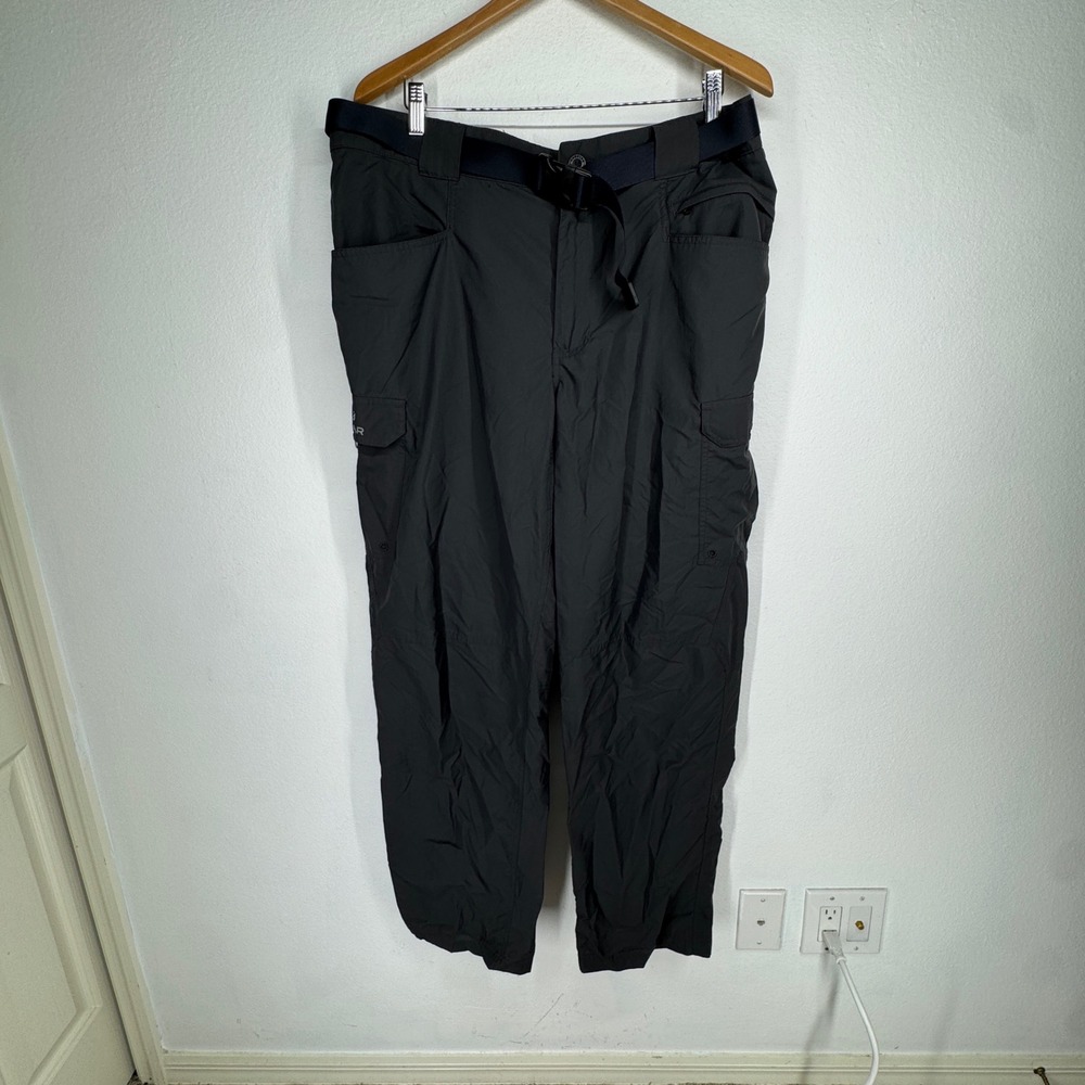 Cabelas Guidewear Mens XL Cargo Pants Black‎ Water Resistant UPF 50 Hiking Nylon